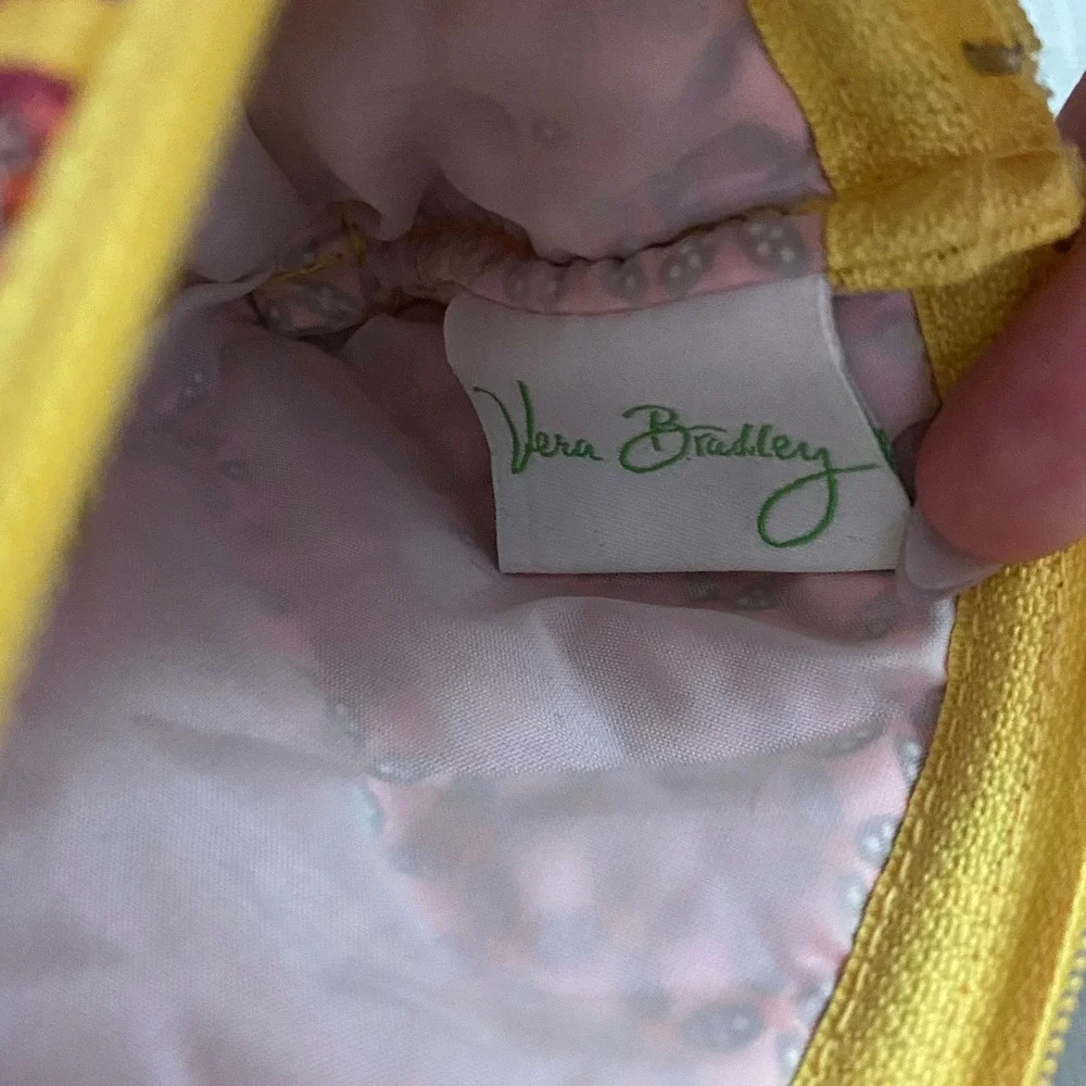 Vera Bradley Cosmetic Pouch Womens OS Yellow Floral Quilted Makeup Bag Pouch
